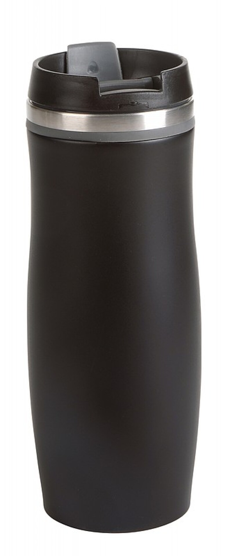 VASCO Černý nerezový termohrnek s barevným pruhem, 400 ml, šedá