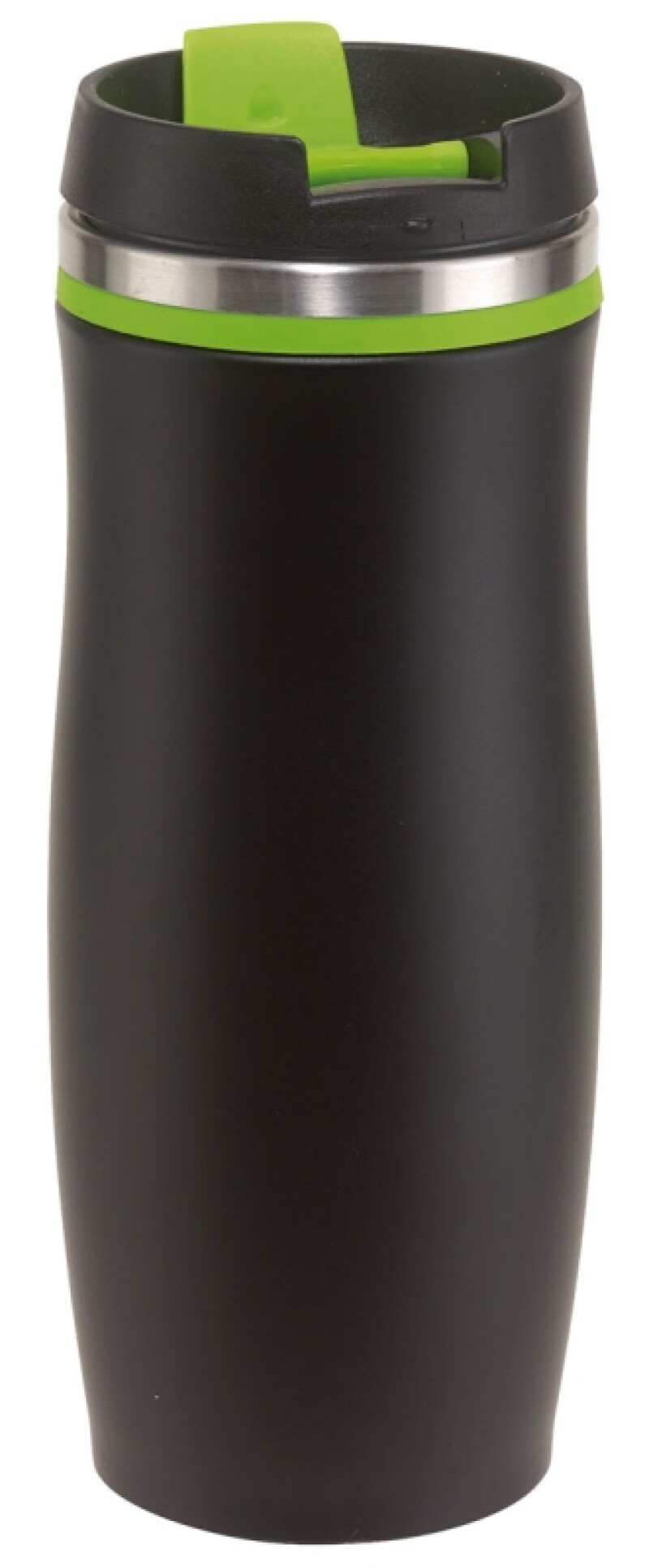 VASCO Černý nerezový termohrnek s barevným pruhem, 400 ml, zelená