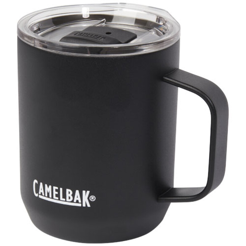 Nerezový termohrnek s uchem a plastovým víčkem, 350ml, černý