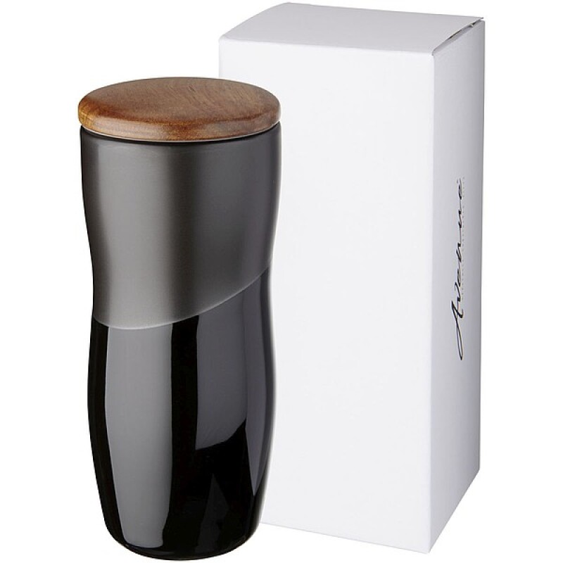 Nerezový vakuový termohrnek s pevným uzávěrem, objem 360 ml, tmavě šedá