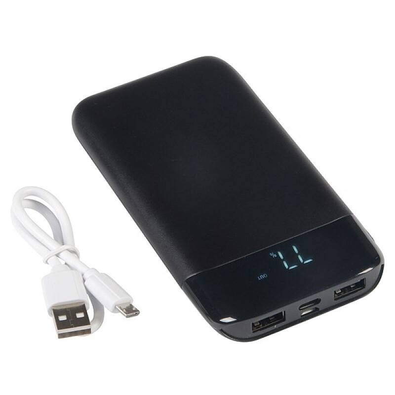 KASIAN Hliníková powerbanka s kapacitou 8000 mAh a LED displejem, černá