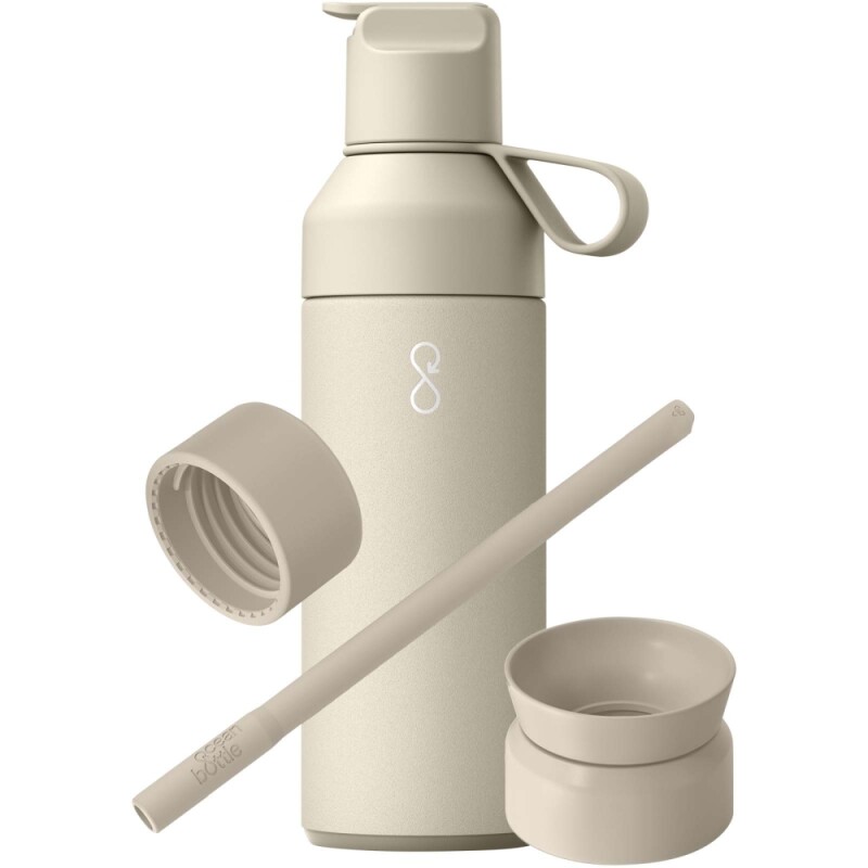 Ocean Bottle 500 ml dárková sada 3 v 1, světle krémová