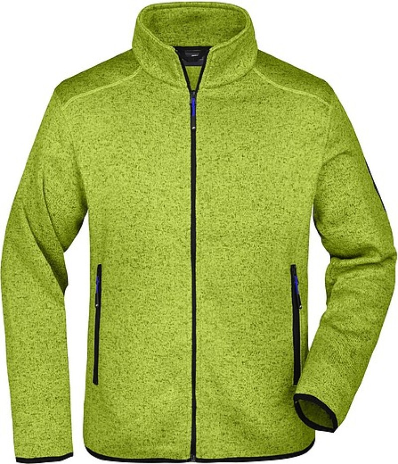 Pánská fleecová bunda James Nicholson knit fleece jacket men, jasně zelená/modrá, vel. M