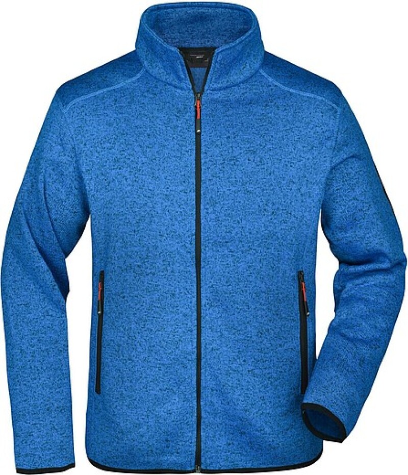 Pánská fleecová bunda James Nicholson knit fleece jacket men, královská modrá/červená, vel. XL