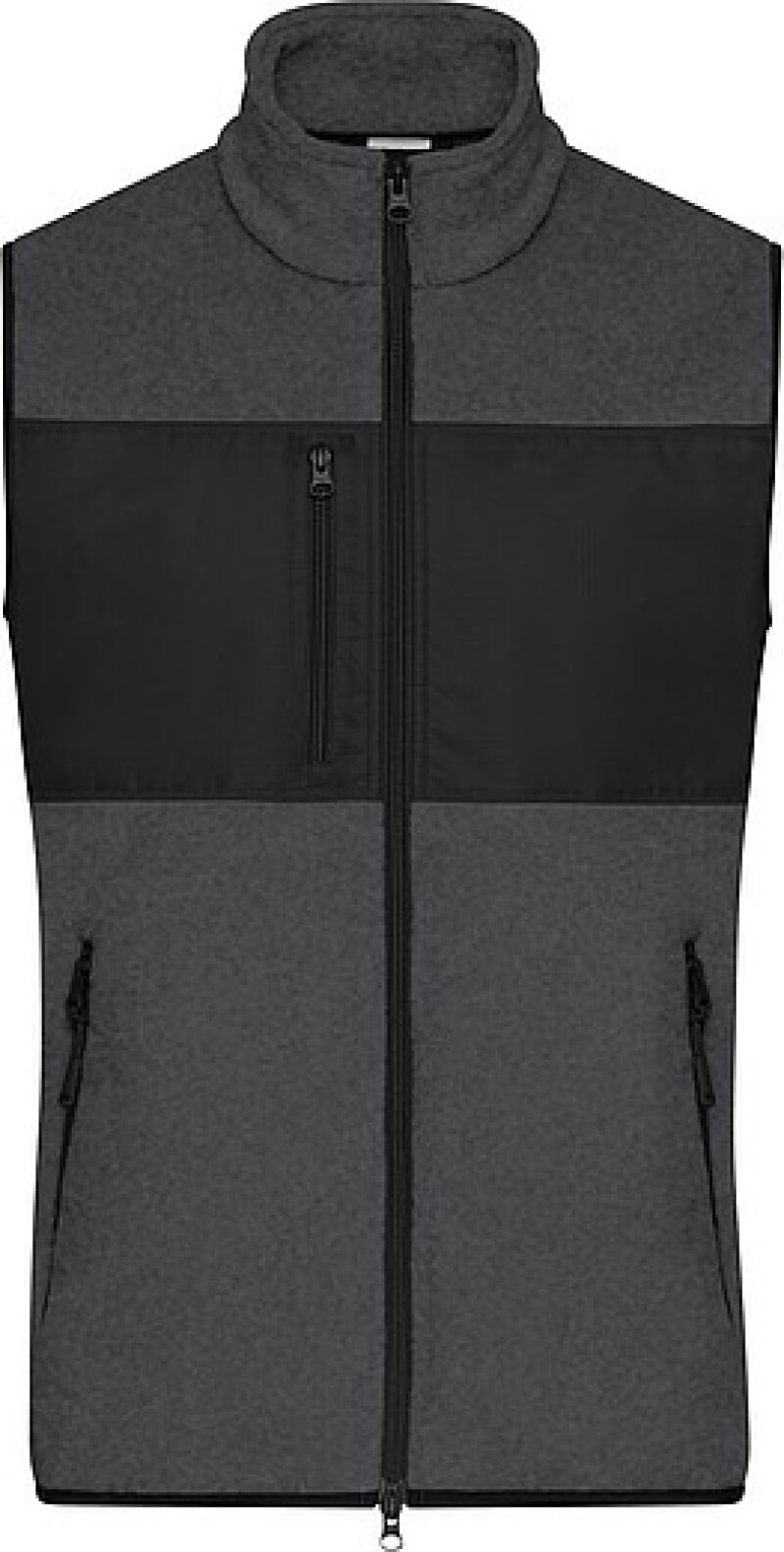 Pánská fleecová vesta James & Nicholson, melírovaná tmavě šedá, 3XL