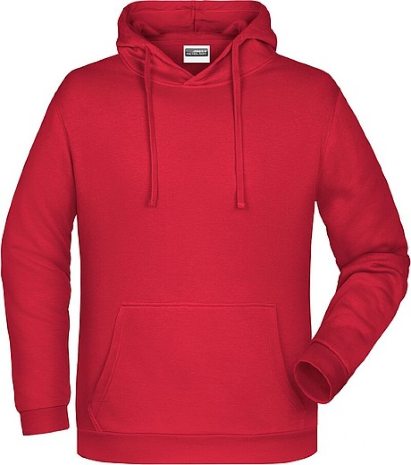 Pánská mikina s kapucí James Nicholson sweat hoodie men, červená, vel. 4XL