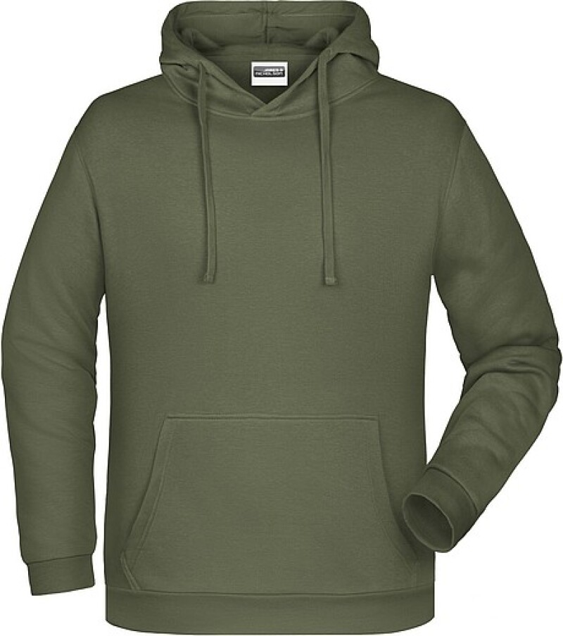 Pánská mikina s kapucí James Nicholson sweat hoodie men, tmavá zelená vojenská, vel. M
