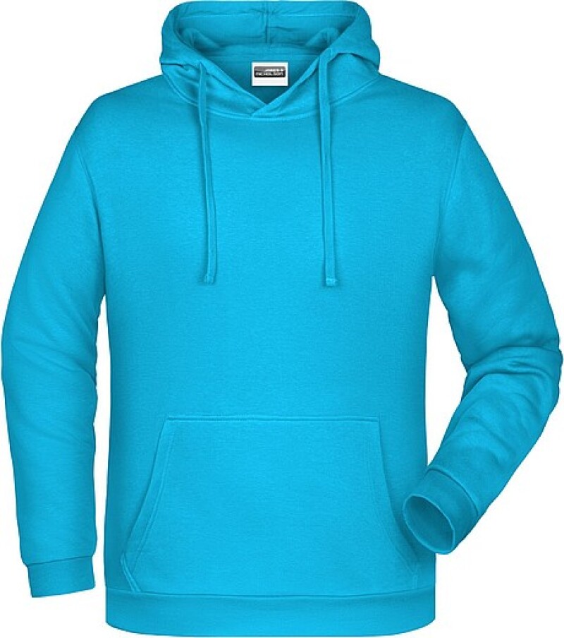 Pánská mikina s kapucí James Nicholson sweat hoodie men, tyrkysová, vel. XL