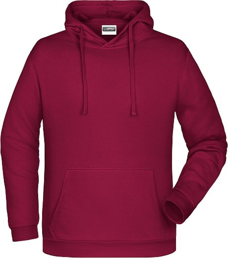 Pánská mikina s kapucí James Nicholson sweat hoodie men, vínová, vel. XXL