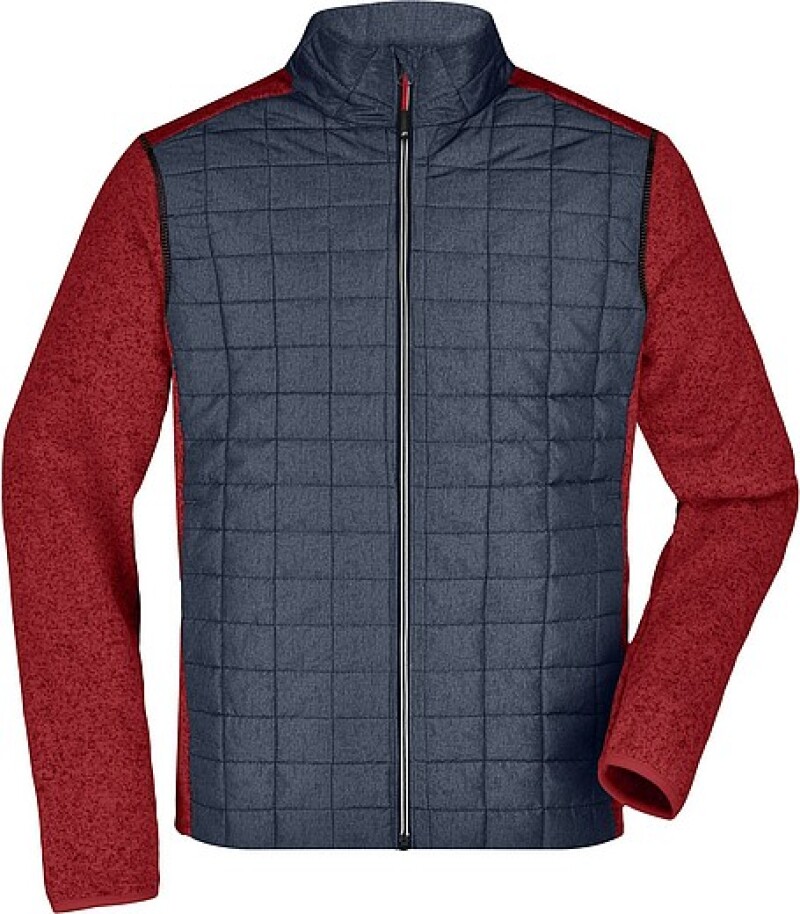 Pánská pletená bunda JAMES & NICHOLSON, červená/antracitová, 3XL