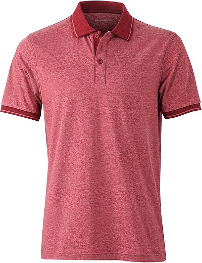 Pánská polokošile James Nicholson polo melange men, červená/ tmavě červená, vel. XXL