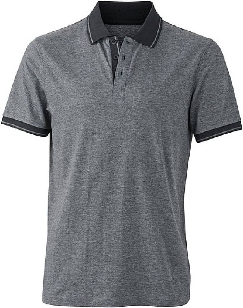 Pánská polokošile James Nicholson polo melange men, šedá/černá, vel. XL