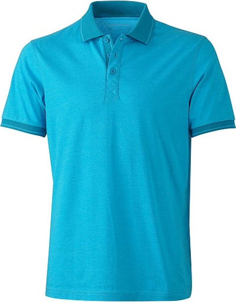 Pánská polokošile James Nicholson polo melange men, tyrkysová/tmavě tyrkysová, vel. S
