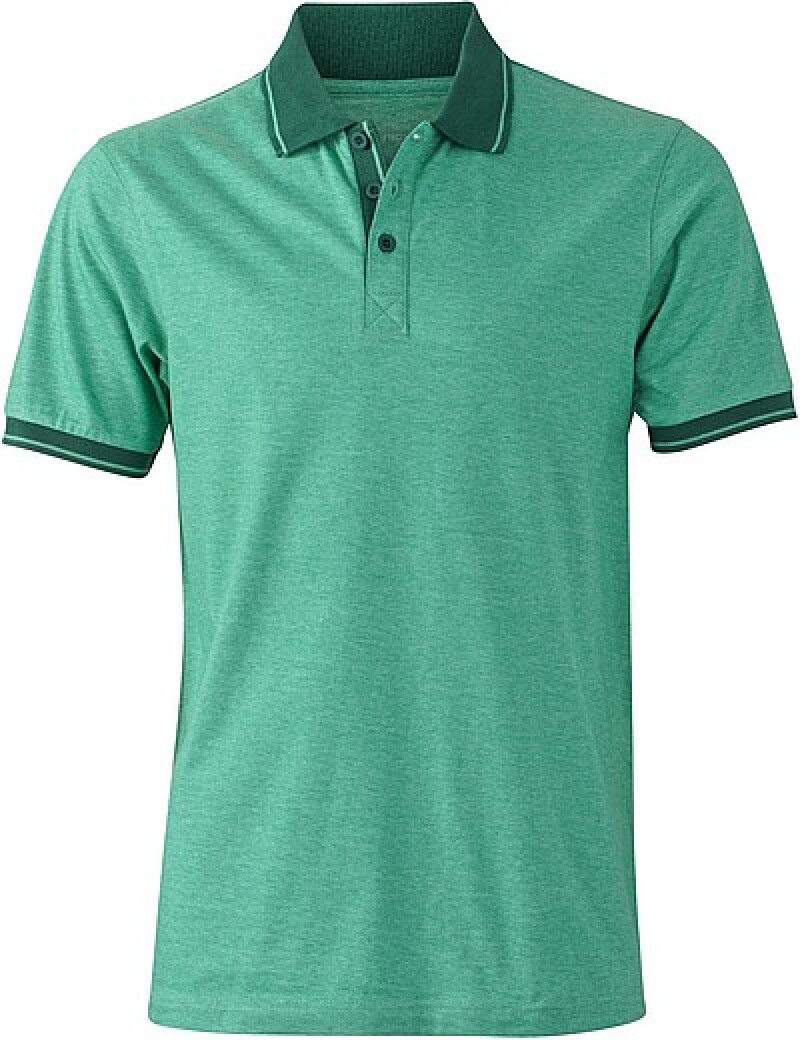 Pánská polokošile James Nicholson polo melange men, zelená/tmavě zelená, vel. 3XL
