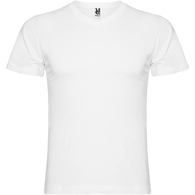 Pánské tričko s krátkým rukávem,výstřih do V, ROLY SAMOYEDO, bílá, vel. 2XL