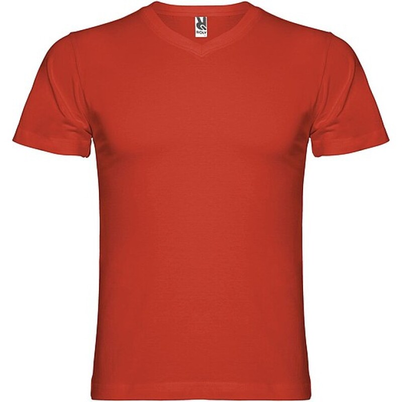 Pánské tričko s krátkým rukávem,výstřih do V, ROLY SAMOYEDO, červená, vel. 2XL