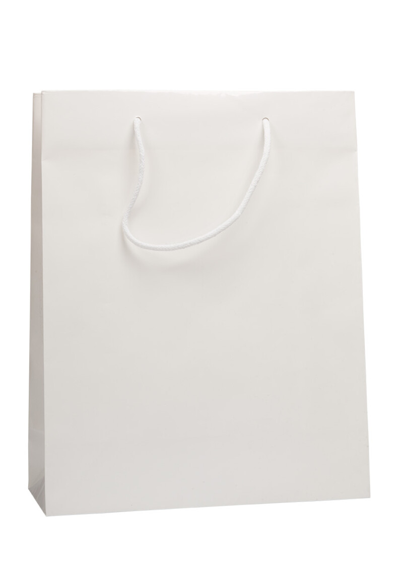 Papírová taška MODEL 2 BÍLÁ 30x12x40 / bavlněná ucha, lesk