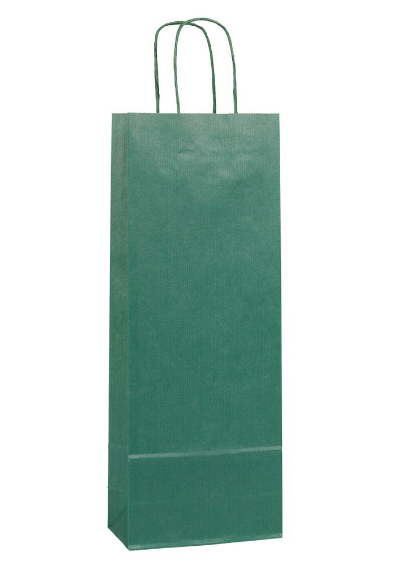 Papírová taška na víno 15x8x40 cm, zelená
