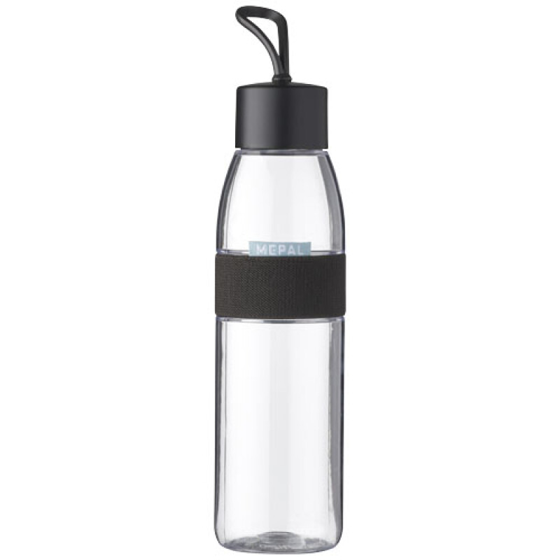Plastová láhev na vodu, 500ml, transparentní s šedým víčkem a rukávem
