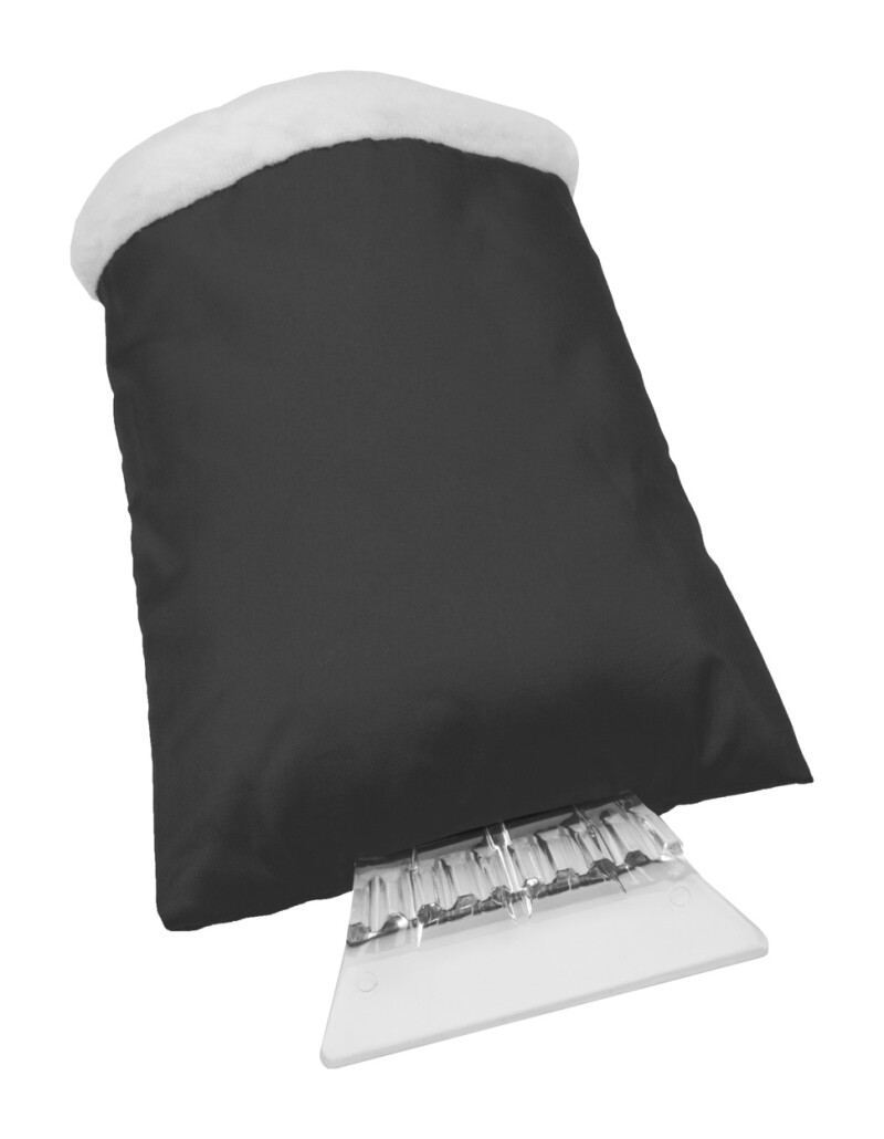 Plastová škrabka na led s rukavicí, černá