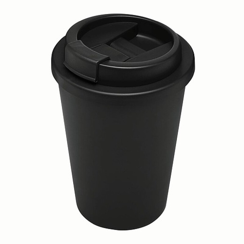 Plastový dvouvrstvý hrnek s víčkem, 300ml, černý