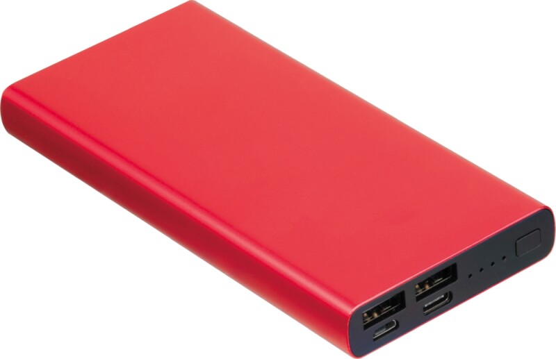 Powerbanka 10 000 mAh s LCD displejem, červená