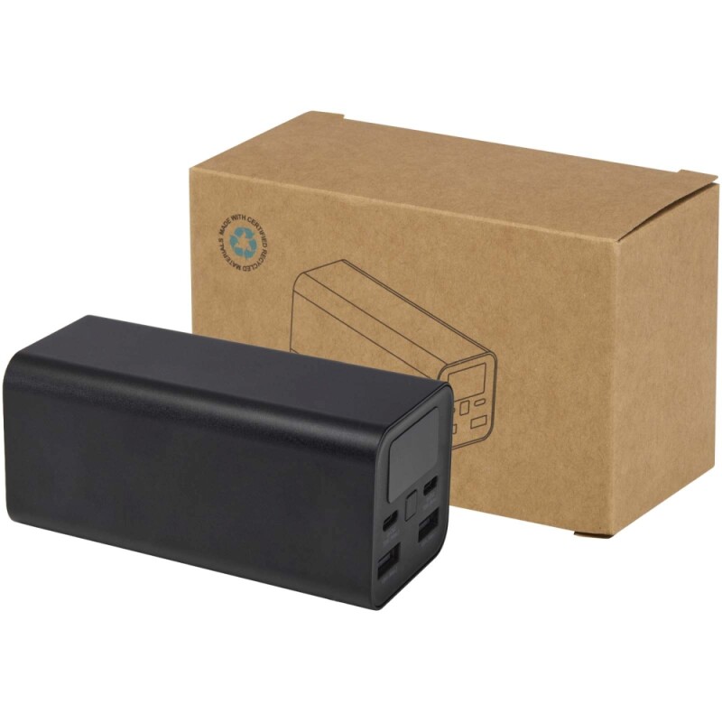 Powerbanka na notebook z recyklovaného hliníku s kapacitou 20 000 mAh a výkonem 70 W, černá