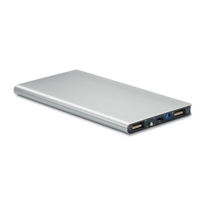 POWERDESK Hliníková powerbanka s kapacitou 8000 mAh, stříbrná