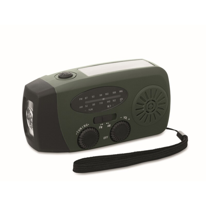 Přenosné rádio s LED svítilnou, tmavě zelená