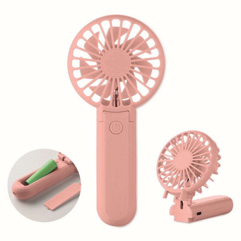 Přenosný skládací ventilátor, jemně růžová