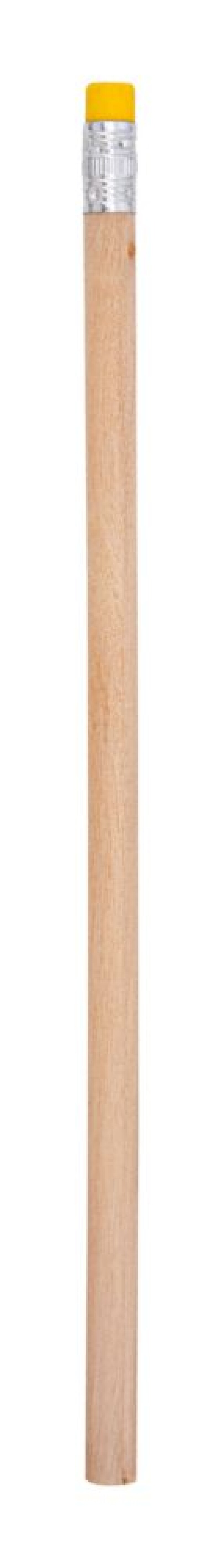 Přírodní dřevěná tužka se žlutou gumou, neořezaná