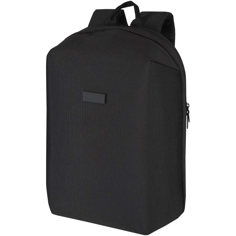 Recyklovaný batoh na notebook o velikosti 15” s ochranou proti krádeži, černá