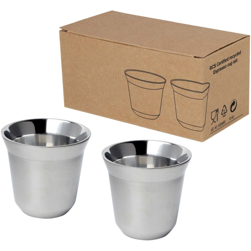 Sada 80ml šálků na espresso z nerezové oceli, stříbrný