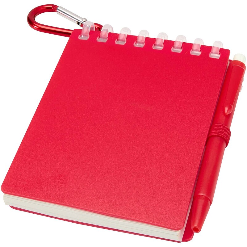 Sada zápisníku s měkkou vazbou z recyklovaného materiálu a propisky (černý inkoust), červená