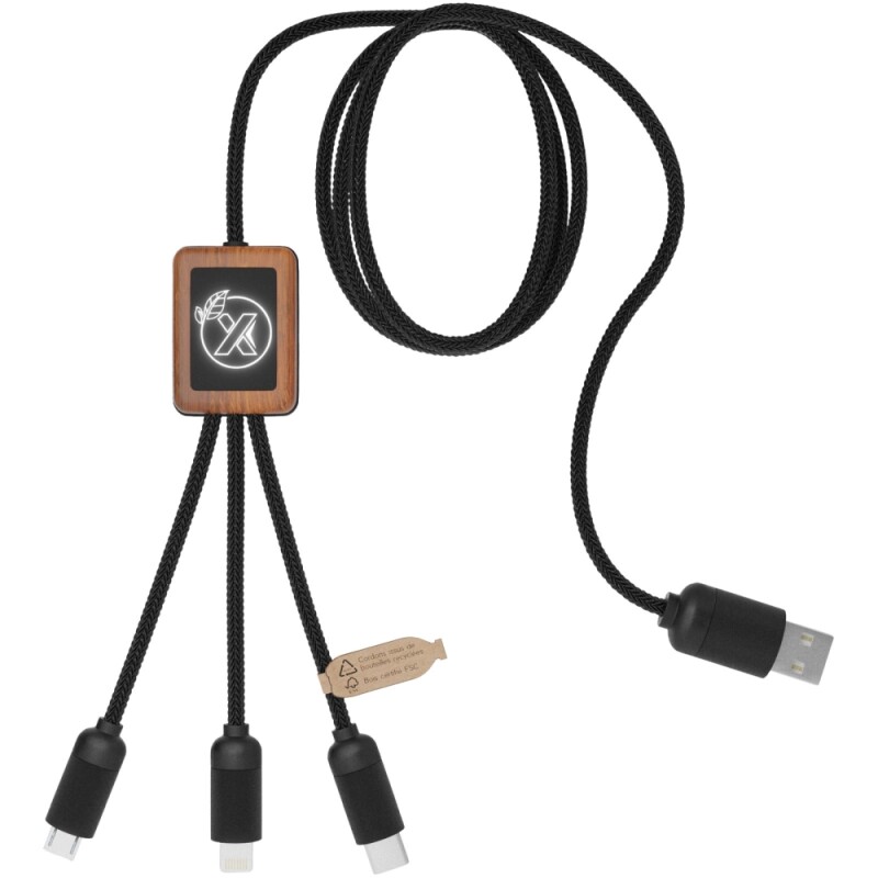 SCX.design C29 bambusový kabel 3 v 1, hnědá