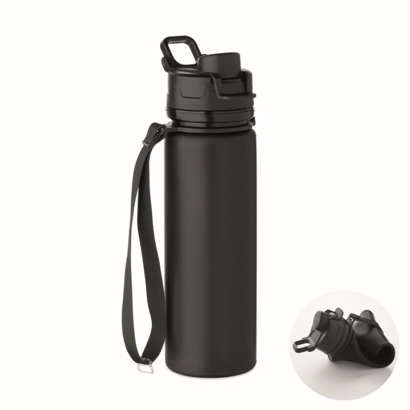 Silikonová sportovní láhev 500 ml, černá