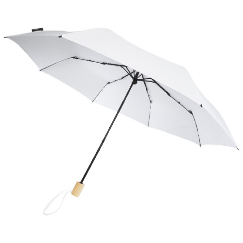 Skládací manuální deštník, pr. 96cm, z RPET, bílý
