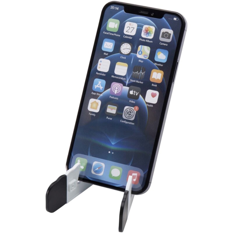 Skládací stojánek na tablet a telefon z recyklovaného plastu, bílá