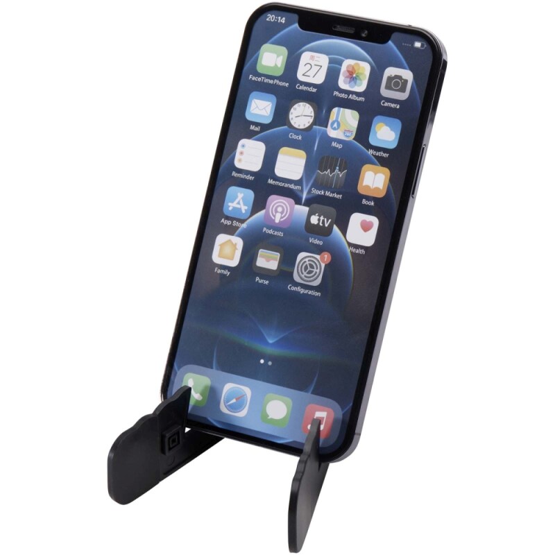 Skládací stojánek na tablet a telefon z recyklovaného plastu, černá