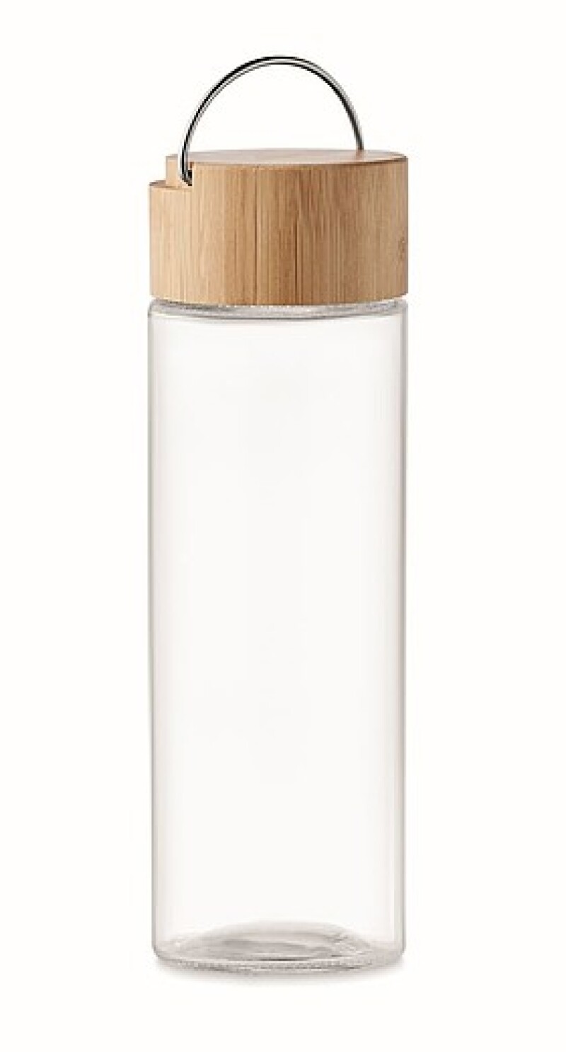 Skleněná láhev na pití, 500ml s bambusovým víčkem