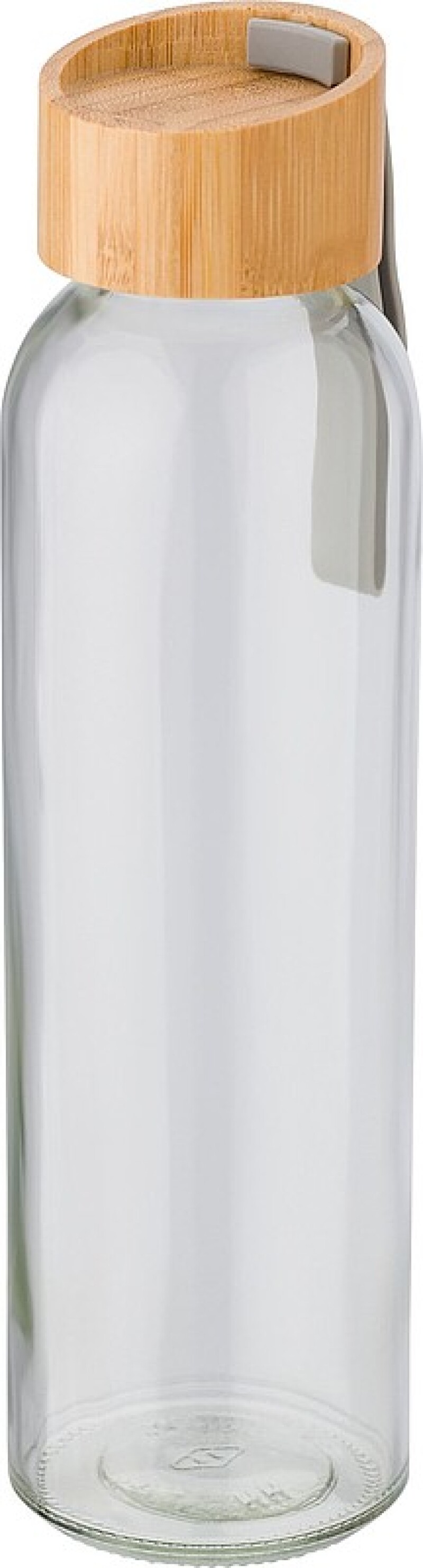 Skleněná láhev na vodu s bambusovým uzávěrem, objem 600ml, transparentní