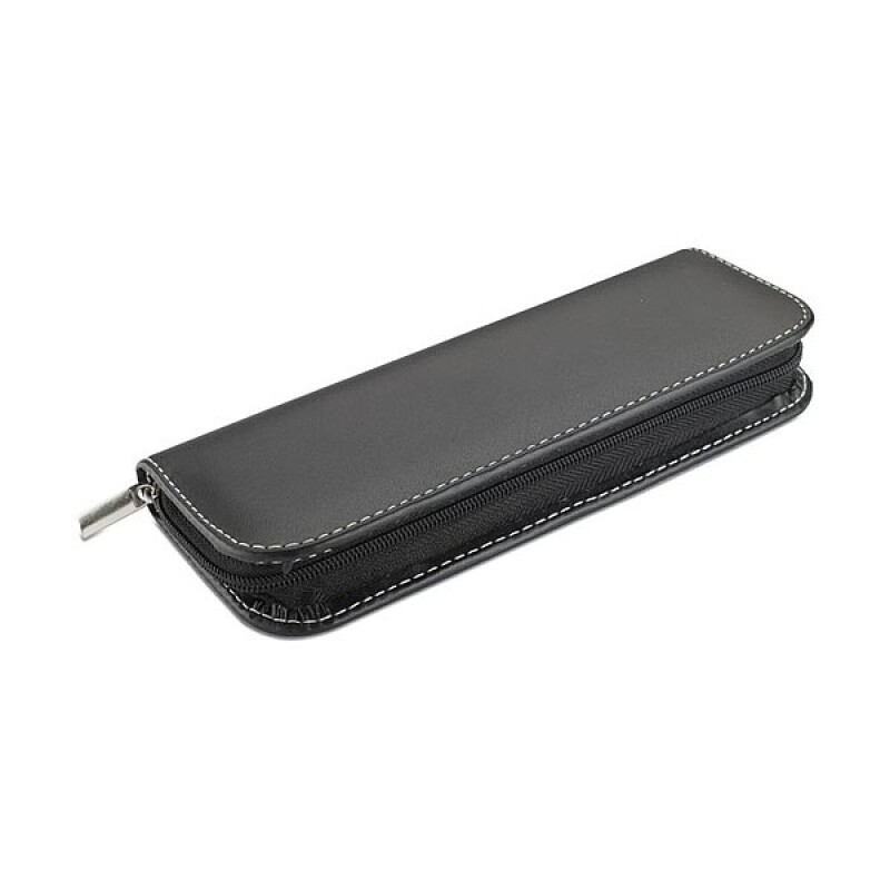 Souprava kuličkového pera a rolleru v PU pouzdře na zip, černá