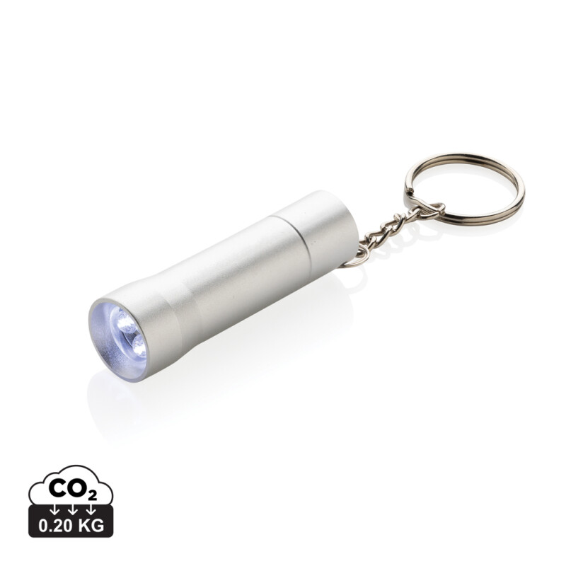 Svítilna na klíče z recyklovaného hliníku, stříbrno-šedá