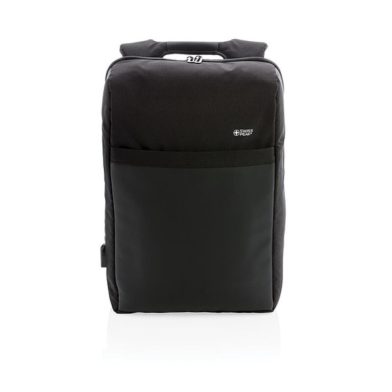 Swiss Peak nedobytný RFID & USB batoh, černá