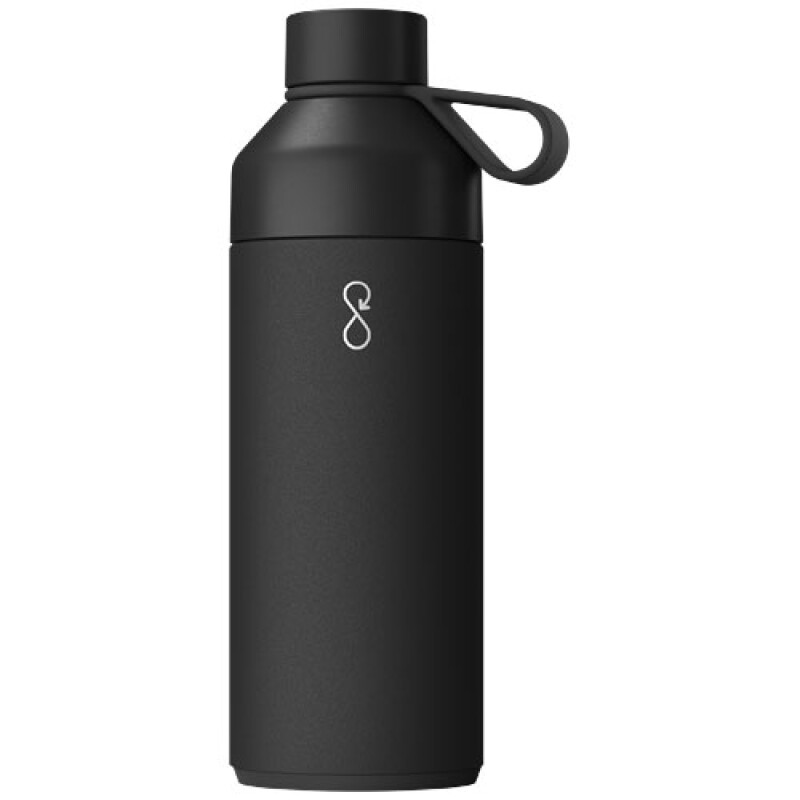 Termo láhev na pití, 1l, z recyklovaných materiálů, černá