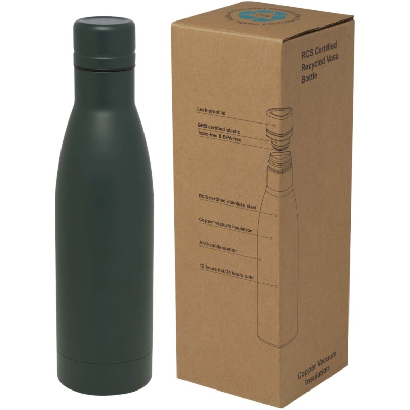 Termo láhev na pití, 500ml, z recyklované nerezové oceli, sytě zelená