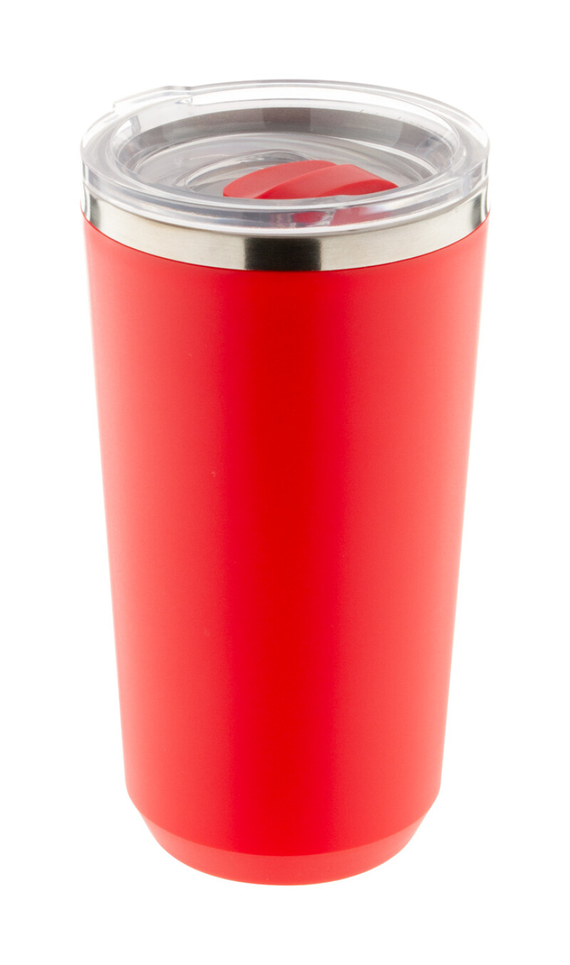 Termohrnek 500ml, nerez, plast, červený