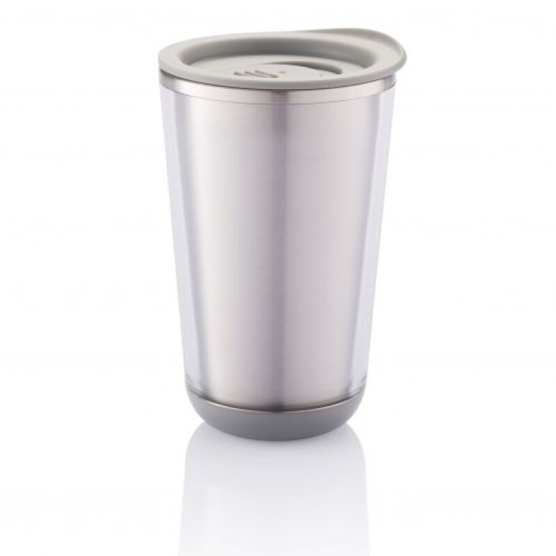 Termohrnek s objemem 350 ml, posuvným víkem, šedý, šedé doplňky