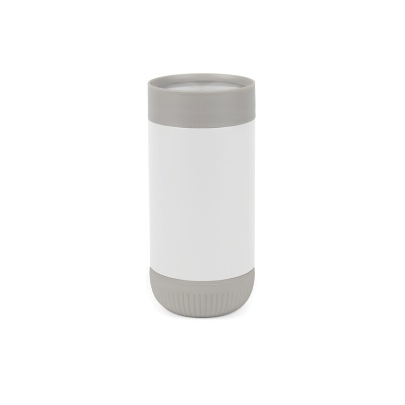 Termohrnek s push zavíráním z RCS recyklované nerezové oceli 350ml, bílá/šedá