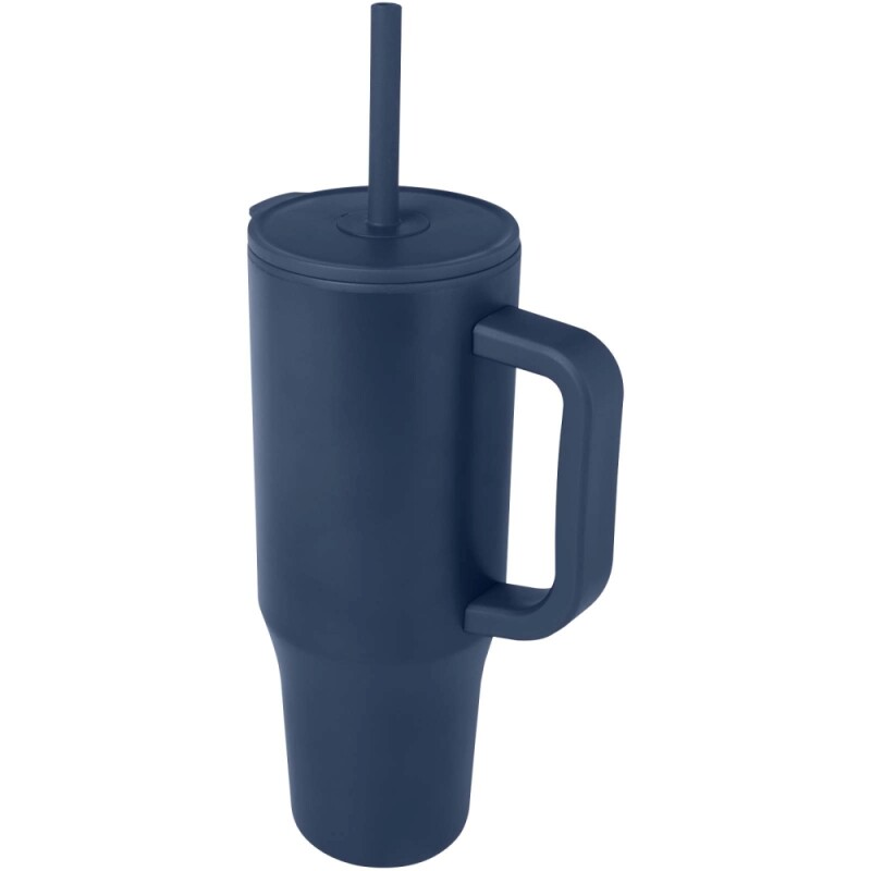 Termohrnek se silikonovým brčkem 900ml, námořní modrá